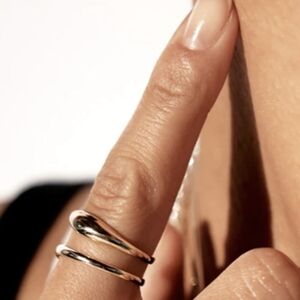 Loren Stewart x Curateur Deux Open Band Double Band Gold Ring Sz 7 W 14 15